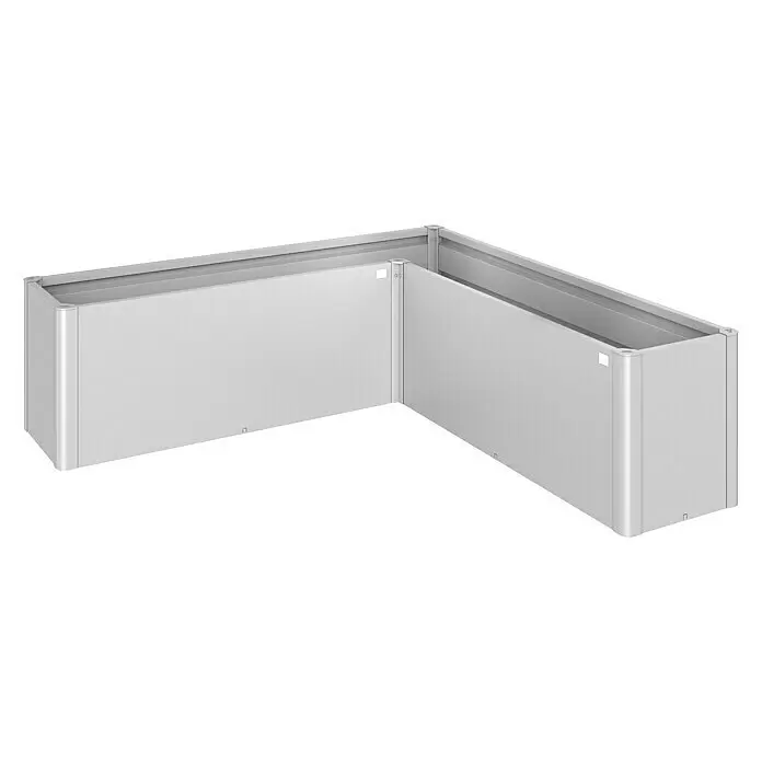 Biohort Belvedere Hochbeet Belvedere L - 201 x 201 x 61 cm, Stahl, Silber Metallic - L-förmiges, silbernes modulares Metall-Hochbeet.
