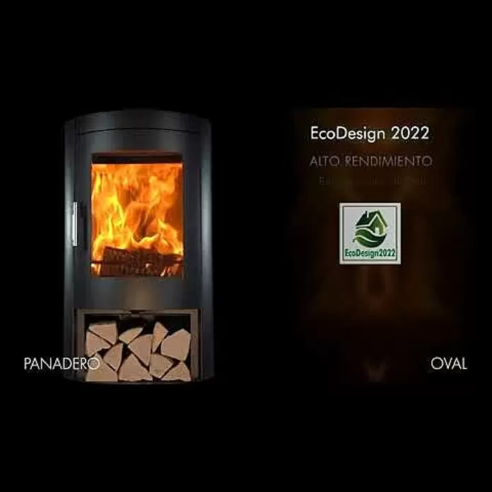 Panadero Estufa de leña Oval - 9,6 kW, Volumen de calefacción: 270 m³, Negro - OVAL EcoDesign