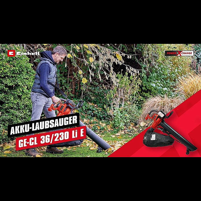 Einhell Power X-Change 18V Akku-Laubsauger & -Laubbläser 36/230 LI E-SOLO (18 V, Ohne Akku, Blasleistung: 225 m³/h, Blasgeschwindigkeit: 230 km/h) | BAUHAUS