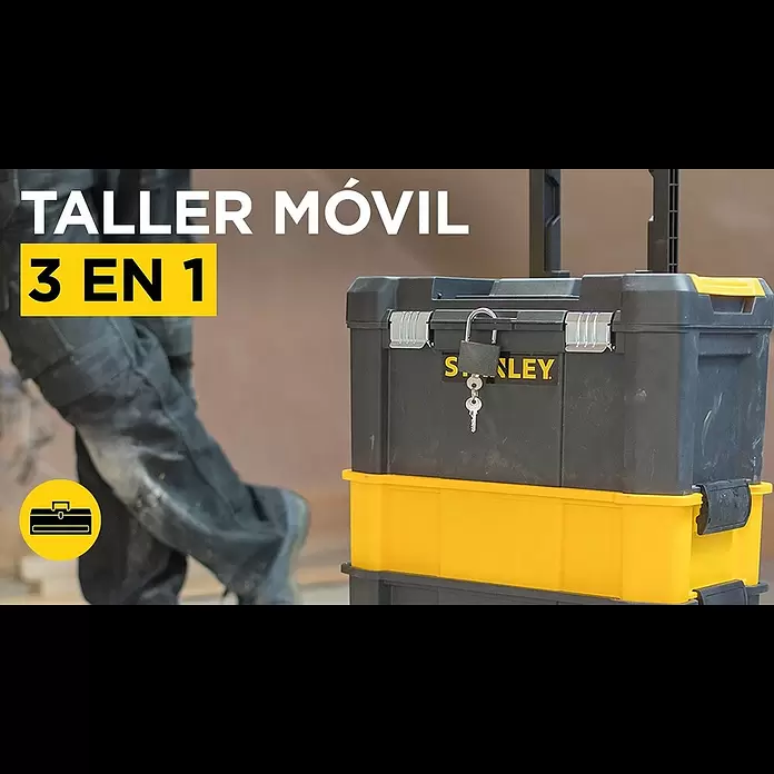Stanley Caja profesional con ruedas 3 en 1 Essential - No incluye herramientas, L x An x Al: 47,5 x 28,5 x 62,3 cm - Caja de herramientas con ruedas - STANLEY