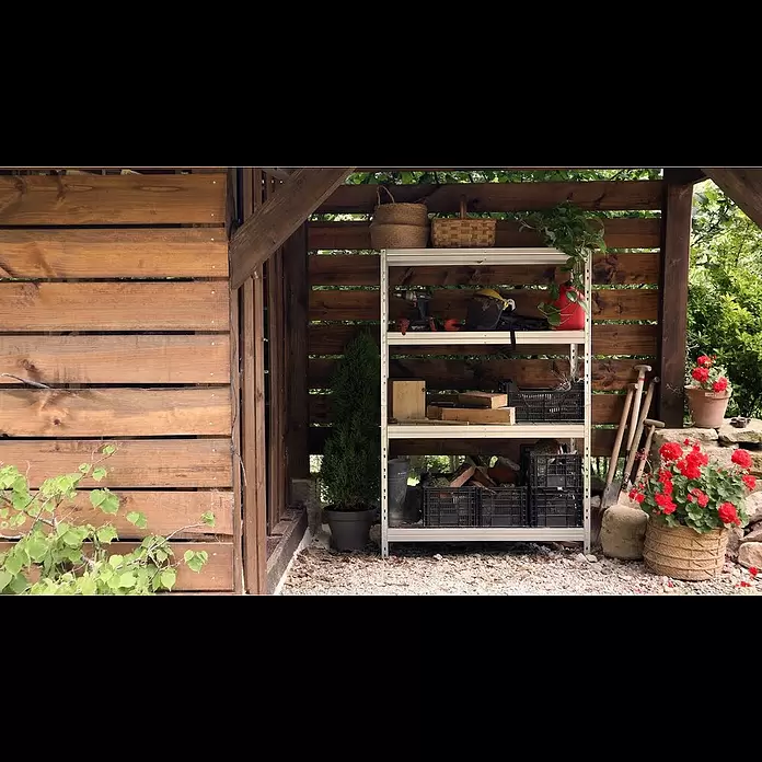 AR Shelving Schwerlastregal Rivet Wire - H x B x T: 180 x 120 x 45 cm, Traglast pro Boden: 225 kg, Anzahl Böden: 5 Stk., Stecken, Silber - WIRE RIVET feuchtigkeitsbeständige Metallregale für Außenlagerung, Garten und Garage.