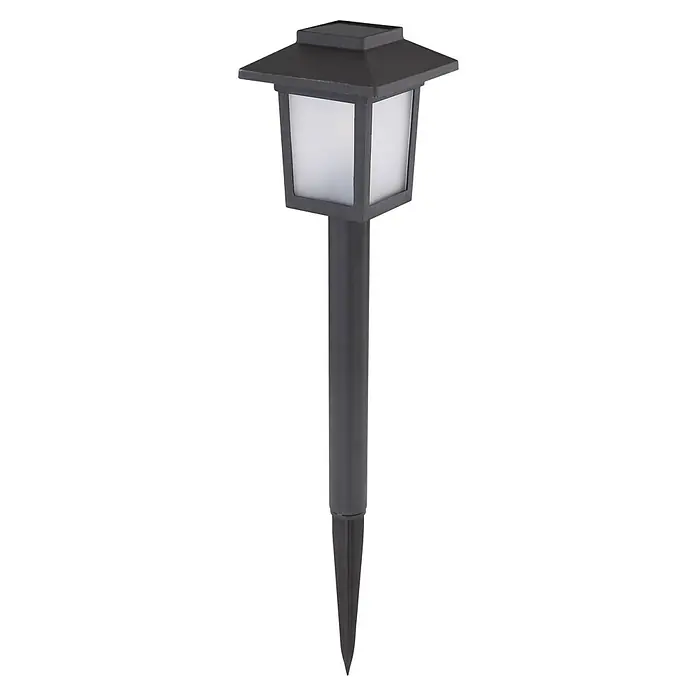 Globo Solar-Dekoleuchte - L x B x H: 8 x 8 x 37 cm, Schwarz, IP44 - Eine elegante, schwarze Solarleuchte für den Garten. Das Licht der Solarleuchte scheint sanft durch die weißen Flächen des Lampenkopfes.