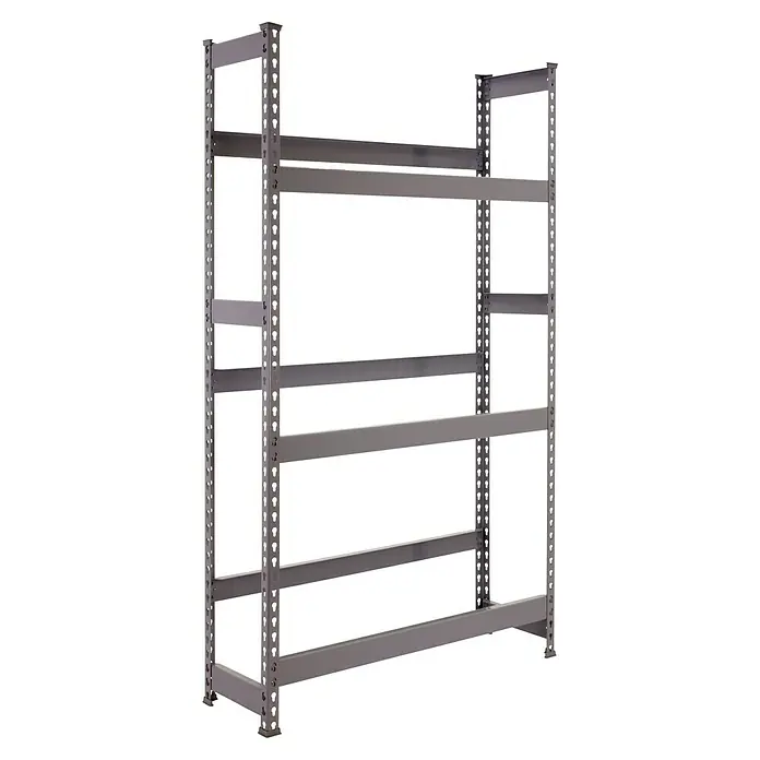 Simonrack Simonbottle Getränkekistenregal Bottleclick - H x B x T: 180 x 100 x 30 cm, Traglast Einlegeboden: 100 kg, Anzahl Böden: 3 Stk., Stecken, Grau - Abbildung eines grauen Metallregals mit vier Ebenen. Das Regal steht vor einem schwarzen Hintergrund und ist leer.