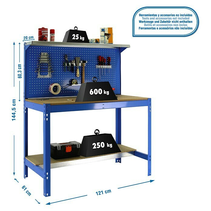 Simonrack Simonwork Werkbank BT-3 Cabinet 1200 (L x B x H: 61 x 121 x 144,5 cm, Blau, Traglast: 750 kg) | BAUHAUS