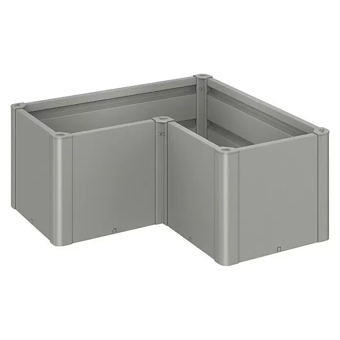 Biohort Belvedere Hochbeet Belvedere L - 102 x 102 x 45 cm, Stahl, Quarzgrau Metallic - L-förmiges, graues Hochbeet aus Metall mit sichtbaren Eckverbindungen zum Bepflanzen.
