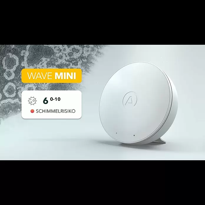 Airthings Luftqualitätsmonitor Wave Mini - Durchmesser: 80 mm, Batterielaufzeit: 3 Jahre - Wave Mini mit Schimmelrisiko Indikator