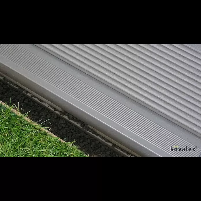 Kovalex Seitenabschlussprofil WPC - Grau, 250 x 4,7 x 6,2 cm, Aluminium - Kovalex® WPC-Seitenabschluss