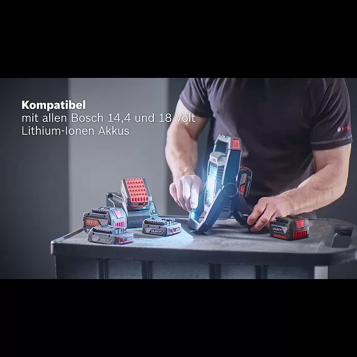 Bosch Professional AMPShare 18V LED-Akkustrahler GLI 18V-1900 - 18 V, Ohne Akku, Lichtstrom: 1.900 lm - Bosch Akku-Arbeitslicht GLI 18V-1900 Professional
