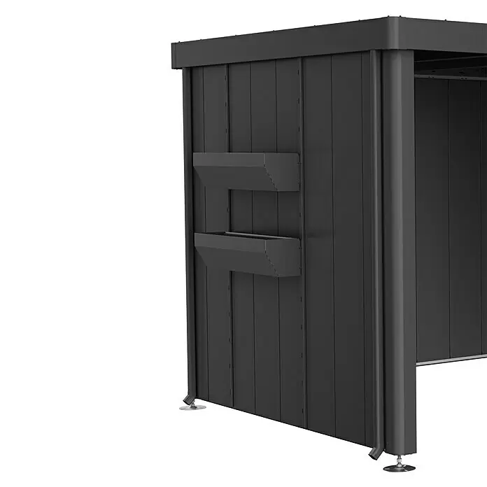 Biohort Neo Pflanzkasten - Passend für: Biohort Seitendach NEO, Dunkelgrau Metallic - Dunkelgraues Outdoor-Lagerhaus mit zwei integrierten Pflanzgefäßen.