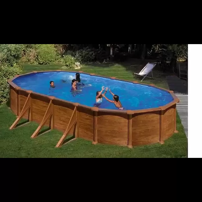 Gre Piscina de acero desmontable Mauritius - L x An x Al: 610 x 375 x 132 cm, Marrón claro, 23.281 l - Mauritius