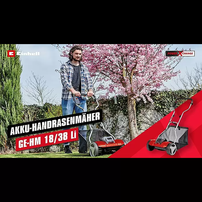 Einhell Power X-Change 18V Akku-Spindelmäher GE-HM 18/38 Li-Solo - 18 V, Ohne Akku, 4 Ah, Schnittbreite: 38 cm - Einhell Power X-Change Akku-Rasenmäher - GE-HM 18/38 Li