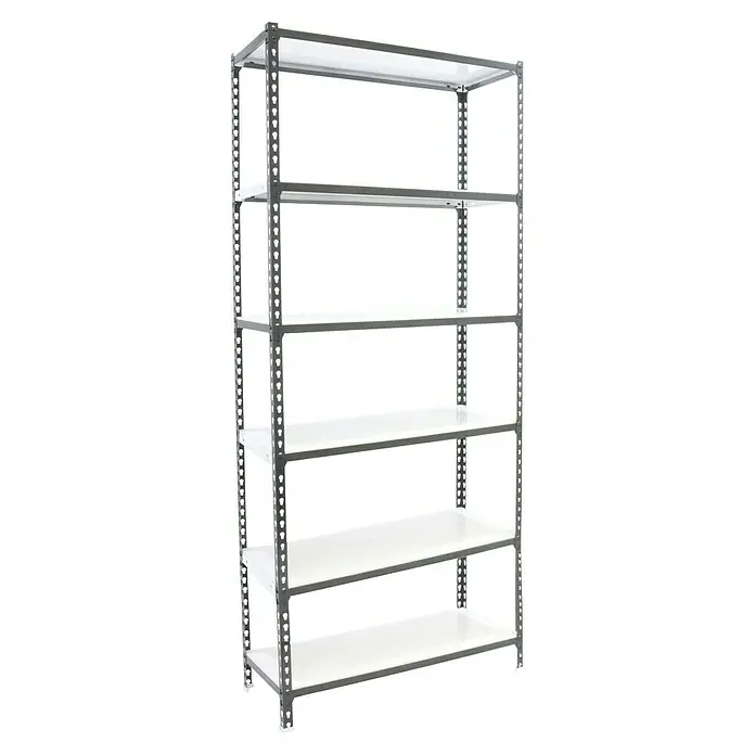 Simonrack Simonclick Metallregal Simonclick Plus - H x B x T: 250 x 90 x 30 cm, Traglast pro Boden: 180 kg, Anzahl Böden: 6 Stk., Stecken, Anthrazit/Weiß - Stabiles Metallregal mit sechs weißen Regalböden für Lagerung und Organisation. Ideal für Werkstatt, Garage oder Keller.