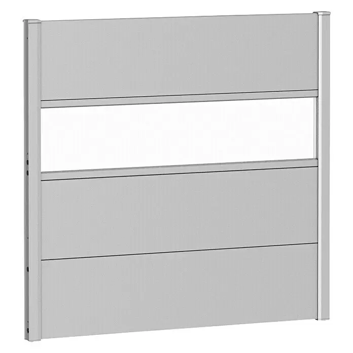 Biohort Sichtschutzelement - B x H: 100 x 90 cm, Stahl, Silber Metallic, Mit Lichtausschnitt - Hellgraues Modulpanel mit transparentem Abschnitt.