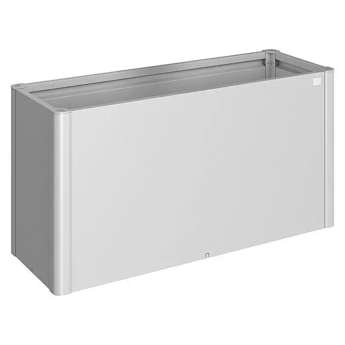 Biohort Hochbeet - 53 x 152 x 77 cm, Stahl, Silber Metallic - Silber-graues, rechteckiges Metall-Pflanzgefäß-Modul mit abgerundeten Ecken für modernes Gartendesign.