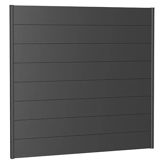 Biohort Sichtschutzelement - B x H: 200 x 180 cm, Stahl, Dunkelgrau Metallic - Dunkelgraues Sichtschutzelement mit horizontalen Lamellen.