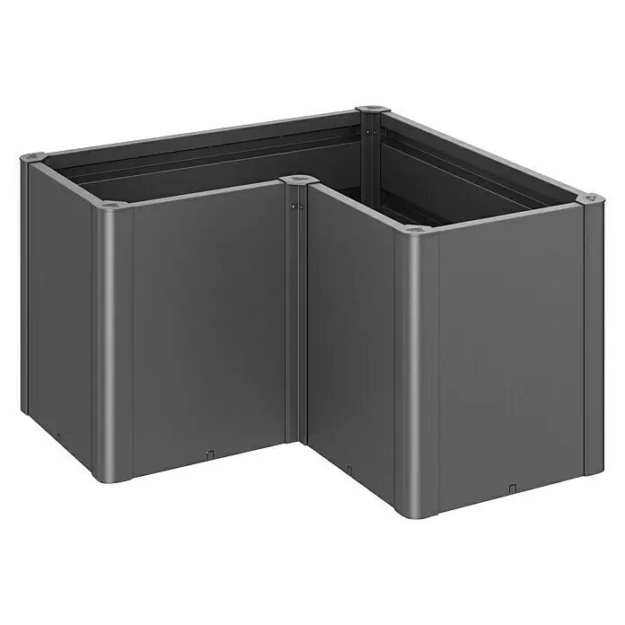 Biohort Belvedere Hochbeet Belvedere L - 61 x 102 x 102 cm, Stahl, Dunkelgrau Metallic - Modulares L-förmiges Hochbeet aus dunkelgrauem Metall.