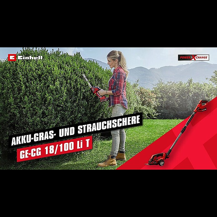 Einhell Power X-Change Akku-Grasschere CE-CG18/100 LI T-SOLO18 V, Ohne Akku, Schnittbreite: 100 mm Product