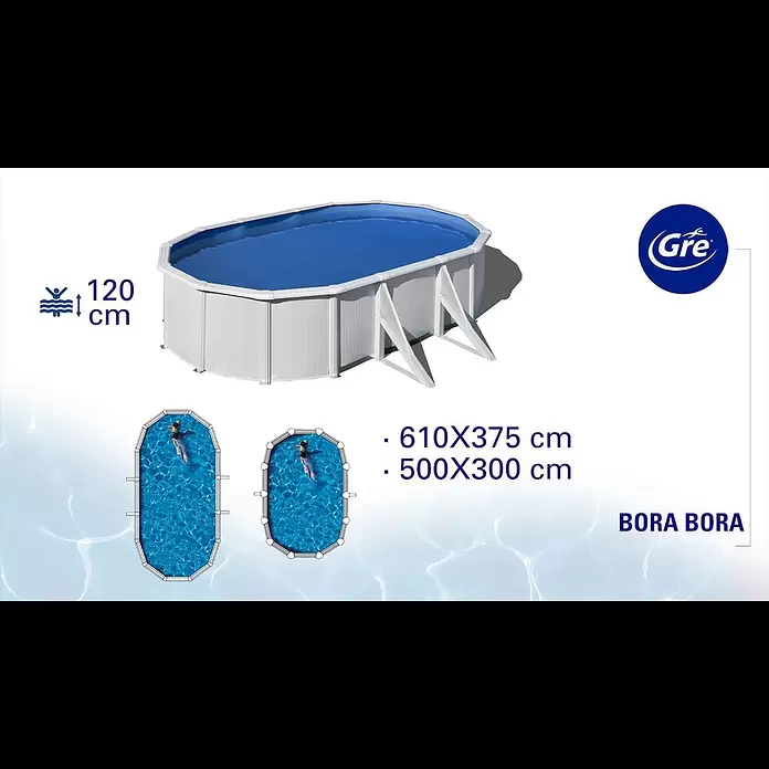 Gre Piscina de acero Bora Bora - Ø x Al: 460 x 120 cm, Blanco, 17.450 l - Bora