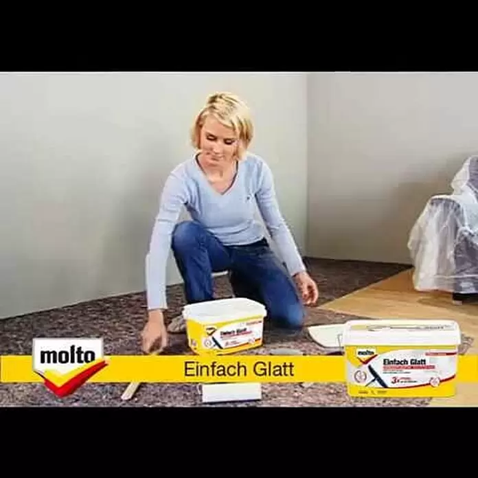 Molto Einfach Glatt Innen-Fertigspachtel - 7 kg, Gebrauchsfertig, Naturweiß - Molto Einfach Glatt - Verbesserte Rezeptur