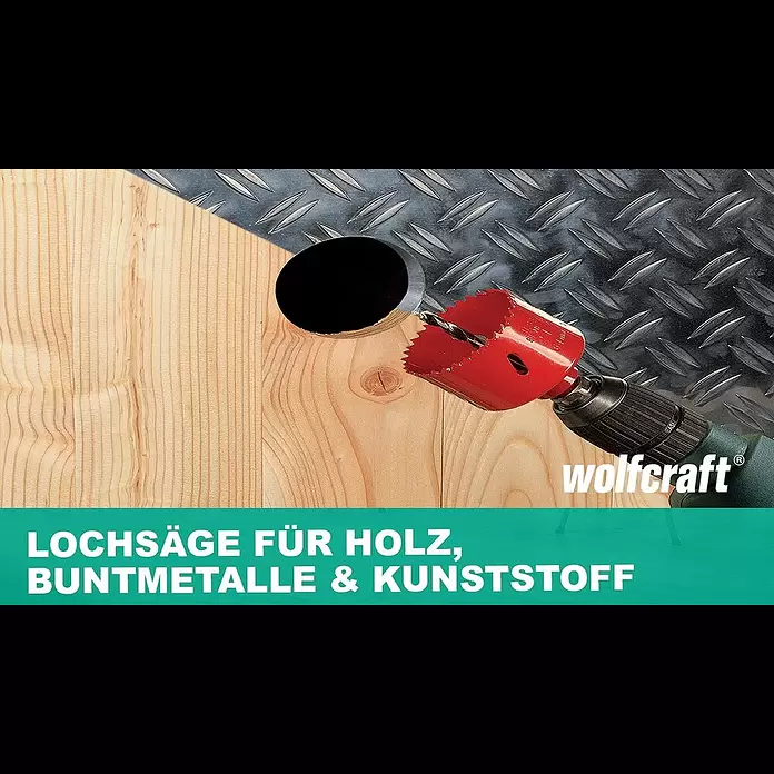 Wolfcraft Lochsäge - Arbeitsdurchmesser: 32 mm, Schnitttiefe: 40 mm - BI-Metall Lochsägen: Für Holz, Buntmetalle und Kunststoffe | wolfcraft