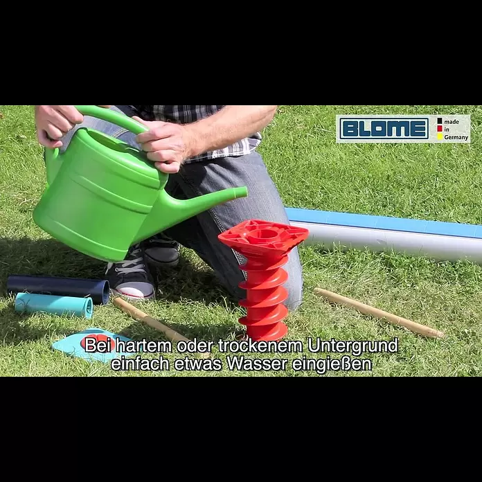 Blome Wäschespinne DuoMatic 60 Premium - Durchmesser offen: 2,91 m, Länge Wäscheleine: 60 m, Geeignet für Anzahl Waschmaschinenfüllungen: 5 Stk. - 6 Stk. - Blome Bodenhülse GardenFix