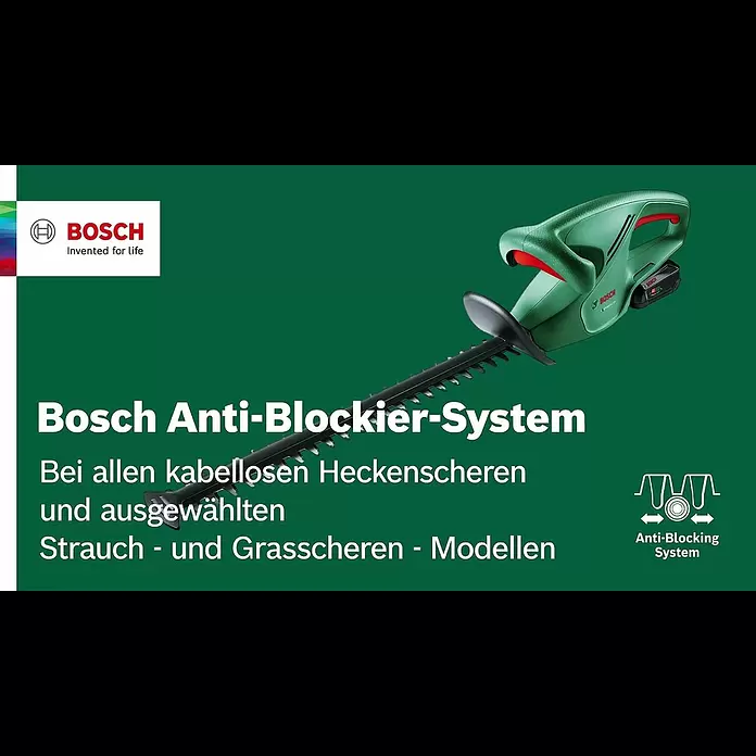 Bosch Power for All 18V Akku-Heckenschere EasyHedgeCut 18V-45 - 18 V, Li-Ionen, Ohne Akku, Schnittlänge: 40 cm - Bosch 18 V Power for All Akku-Heckenschere EasyHedgeCut 18-45 - Anti-Blocking Technology
