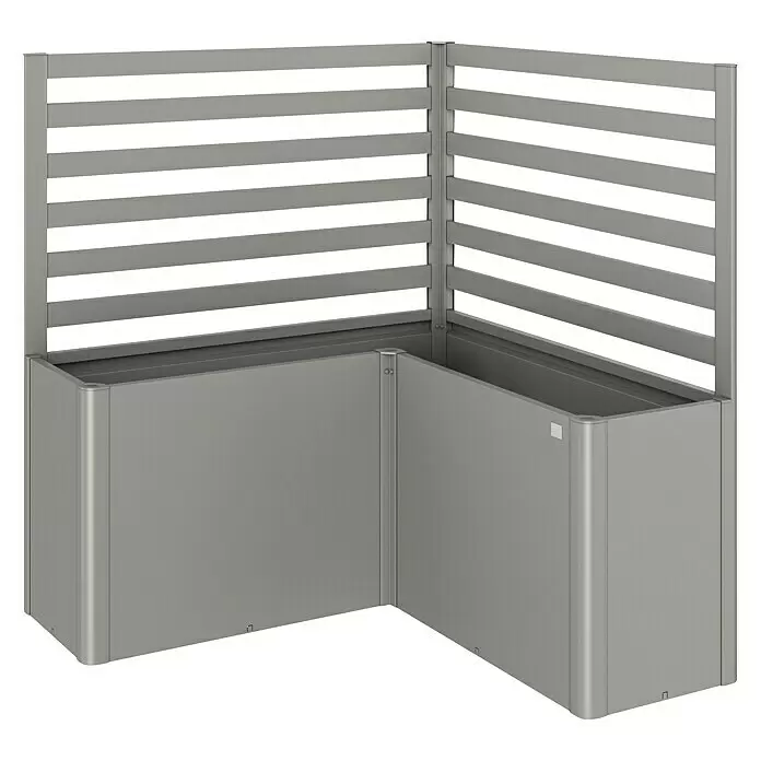 Biohort Sichtschutz-Rankgitter L - 152 x 91 cm, Quarzgrau Metallic, Passend für: Biohort Hochbeet Belverde - L-förmiger grauer Metall-Pflanzkasten mit integriertem Lamellen-Sichtschutz, für den Außenbereich.