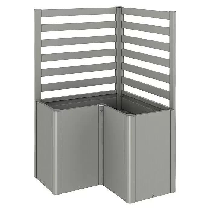 Biohort Sichtschutz-Rankgitter L - 102 x 91 cm, Quarzgrau Metallic, Passend für: Biohort Hochbeet Belverde - Graues L-förmiges Pflanzgefäß aus Metall mit integrierten Lamellensichtschutzwänden.