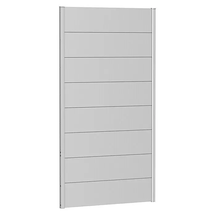 Biohort Sichtschutzelement - B x H: 100 x 180 cm, Stahl, Silber Metallic - Hellgraues Zaunelement mit horizontalen Lamellen, für modulare Zaunsysteme.