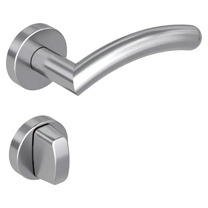 Diamond Doors Modern Drückergarnitur WC Swing - Edelstahl, L-Form, Stärke Tür: 40 mm - 45 mm, Schlitzkopf/Olive - Türgriff mit Schloss, aus Edelstahl, für moderne Inneneinrichtung, robust und langlebig.