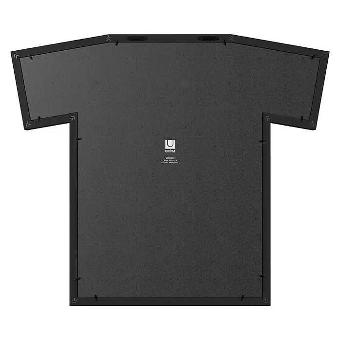 Umbra Bilderrahmen Trikot - 62 x 72 cm, Schwarz - Rückansicht des Wanddekorationsstücks Umbra Exhibit, das eine moderne und elegante Möglichkeit bietet, Fotos und Kunstwerke auszustellen.