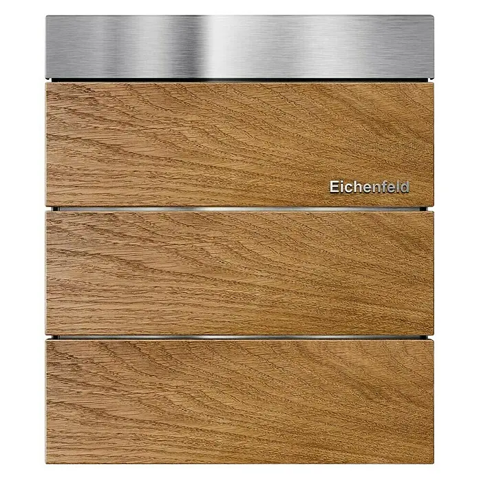 Metzler Wandbriefkasten Masiva - L x B x H: 11,2 x 33 x 35 cm, Braun/Silber, Edelstahl - Elegantes Eichenfeld Briefkasten-Design mit Holzfronten und einem modernen Edelstahl-Akzent für einen stilvollen Eingangsbereich.