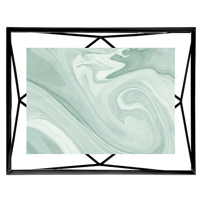 Umbra Bilderrahmen Prisma - 13 x 18 cm, Schwarz, Glas - Elegantes Foto in einem ansprechenden, schwarzen Bilderrahmen mit abstraktem, grünem Marmormuster. Stilvolle Dekoration für jeden Raum.