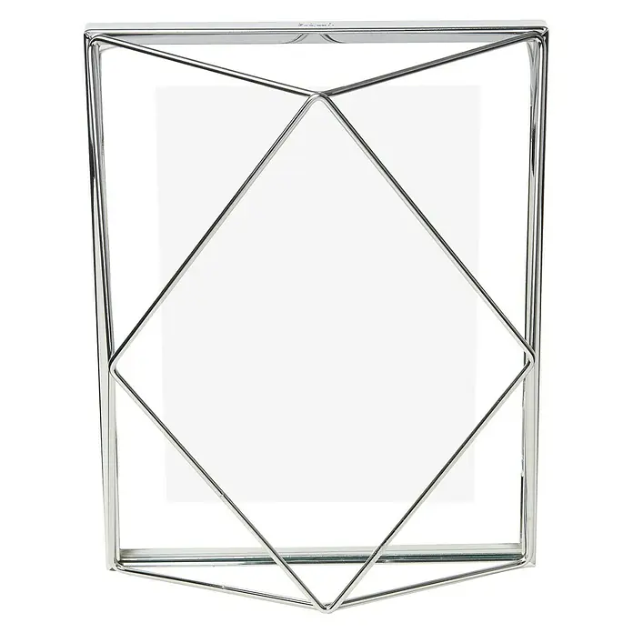 Umbra Bilderrahmen Prisma - 13 x 18 cm, Chrom, Glas - Silberfarbener Bilderrahmen mit geometrischen Details. Das moderne Design ergänzt Fotos oder Kunstwerke.