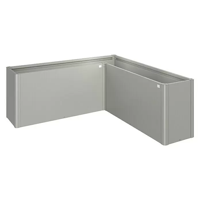 Biohort Belvedere Hochbeet Belvedere L - 201 x 201 x 77 cm, Stahl, Quarzgrau Metallic - Modulares L-förmiges hellgraues Hochbeet aus Metall.