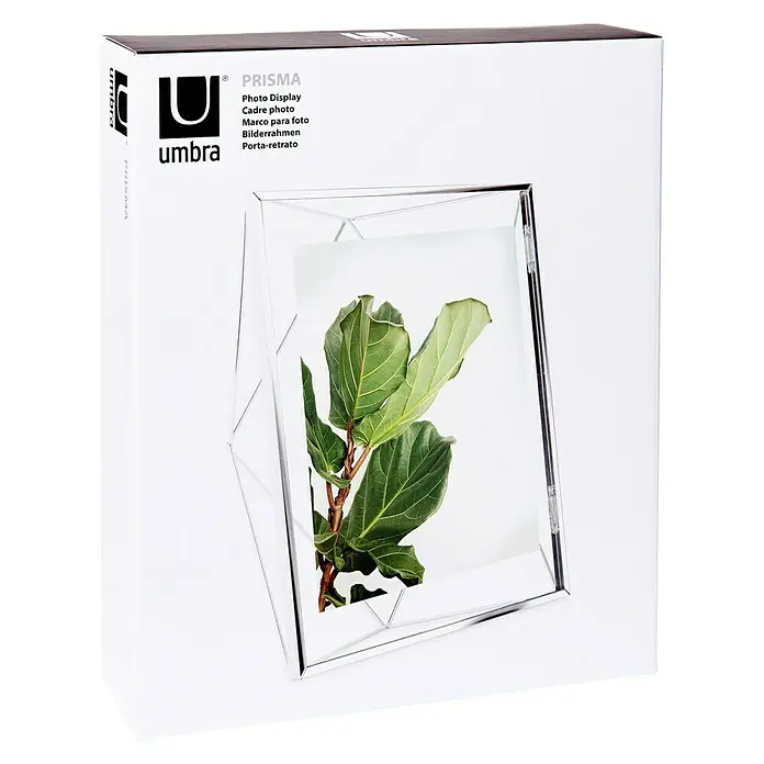 Umbra Bilderrahmen Prisma - 20 x 25 cm, Chrom, Glas - Produktfoto eines Umbra Prisma Fotorahmens, ein modernes Display für Fotos, das durch sein geometrisches Design besticht.
