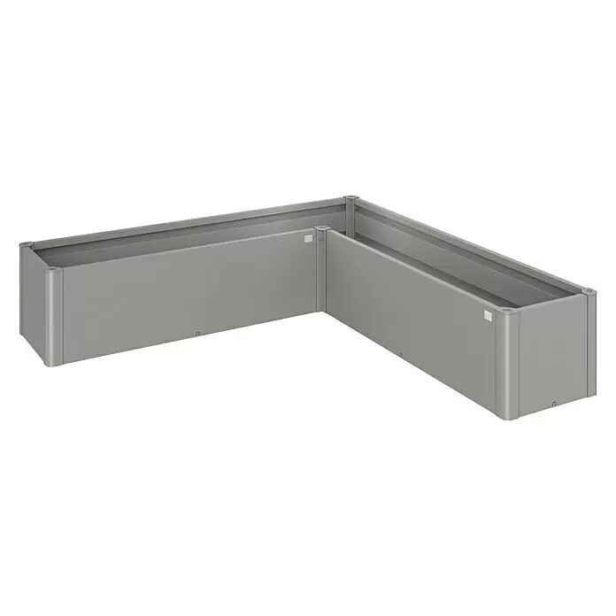 Biohort Belvedere Hochbeet Belvedere L - 201 x 201 x 45 cm, Stahl, Quarzgrau Metallic - L-förmiges, graues Metall-Hochbeet zum Pflanzen. Robustes, modulares Design.