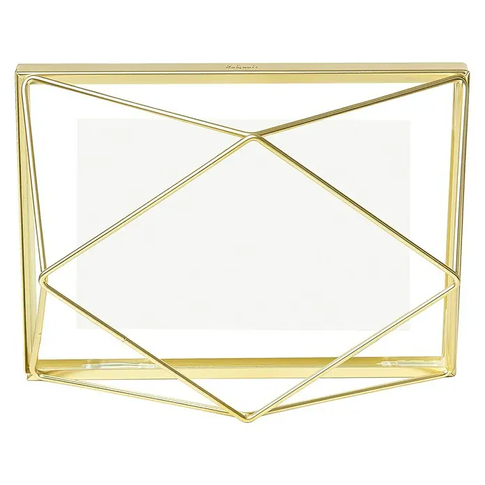 Umbra Bilderrahmen Prisma - 10 x 15 cm, Messing, Glas - Elegantes goldfarbenes Notizhalter-Design, ideal für stilvolle Büroorganisation und zur Präsentation wichtiger Notizen.