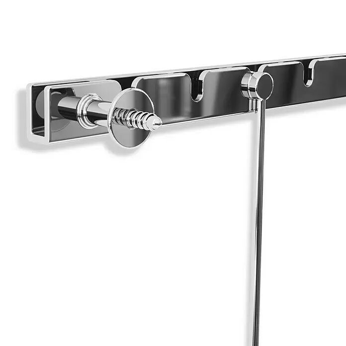 Umbra Bilderrahmen-Set Exhibit - Anzahl Fotoplatzhalter: 5 Stk., Chrom, Metall - Verchromte Metallschiene mit mehreren Schlitzen und befestigtem Kolbenmechanismus, geeignet für ein Spendersystem.