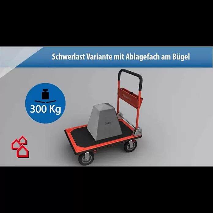 BAUHAUS Plattformwagen Cross Over - Stahl, 300 kg, Klappbar - Plattformwagen (TÜV geprüft) | BAUHAUS