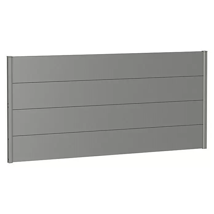 Biohort Sichtschutzelement - B x H: 200 x 90 cm, Stahl, Quarzgrau Metallic - Graues Sichtschutzelement mit horizontalen Lamellen für Zaunsysteme.