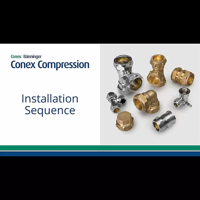 Conex Klemmbogen - Durchmesser: 15 mm, Winkel: 90 °, Messing - Conex Compression Installation Sequence
