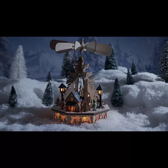 Konstsmide LED-Weihnachtsdekoleuchte Holzpyramide - 22 x 22 x 28,5 cm, Braun, Netzbetrieben, LED - Konstsmide LED-Weihnachtsleuchte Holzpyramide (Braun, L x B x H: 22 x 22 x 28,5 cm) | BAUHAUS