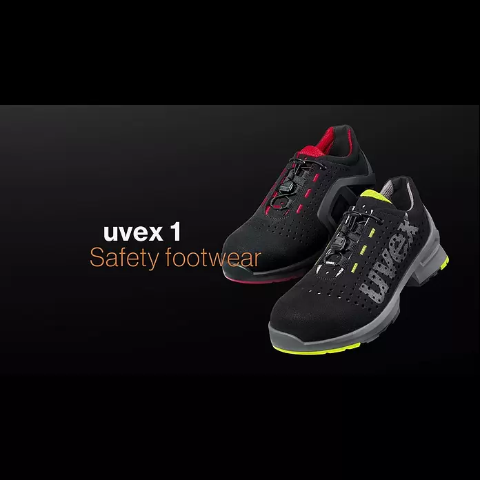 Uvex Sicherheitshalbschuh 1 - 44, Schutzklasse nach EN ISO 20345: S1P, Schwarz/Rot - Metal free safety shoes - S1, S1 P, S2 & S3 - uvex 1 (English)