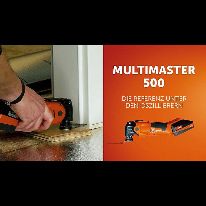 Fein Multifunktionswerkzeug-Set MultiMaster MM 500 PlusLeistungsaufnahme: 350 W, 10.000 U/min - 19.500 U/min, Oszillationswinkel: ± 1,7° Product