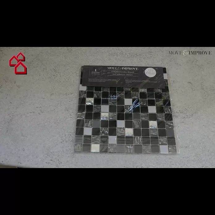 Mosaikfliese Quadrat Uni B 100 - 32,6 x 30 cm, Weiß, Glänzend - Selbstklebendes Fliesenmosaik Move & Improve | BAUHAUS