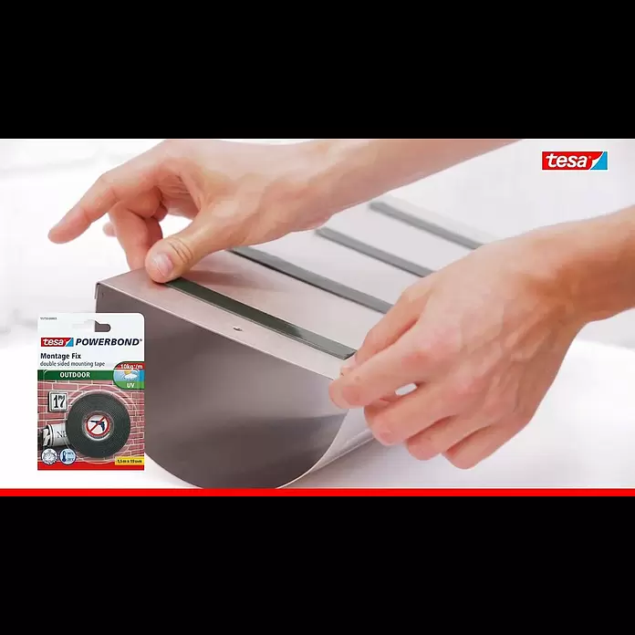 Tesa Powerbond Montageband OutdoorL x B: 1,5 m x 19 mm, Wasserbeständig - tesa doppelseitiges Montageband Powerbond für Außen OUTDOOR