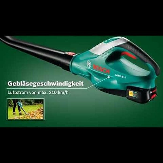 Bosch 18 V Power for All Akku-Laubbläser ALB 18 LI18 V, Li-Ionen, Ohne Akku, Blasgeschwindigkeit: 210 km/h Product