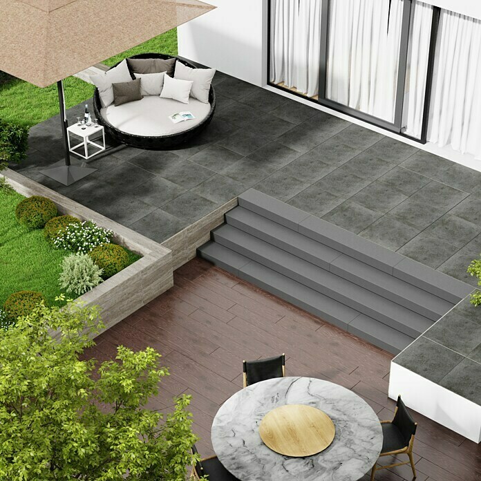 Marazzi Terrassenfliese E20T Basalt60 x 60 x 2 cm, Schwarz, Matt Mood Shot