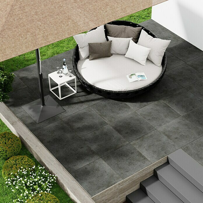 Marazzi Terrassenfliese E20T Basalt60 x 60 x 2 cm, Schwarz, Matt Mood Shot